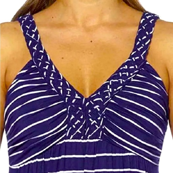 Design History Blue & White Striped Braided Straps Sleeveless Maxi Dress X Small - Picture 3 of 13